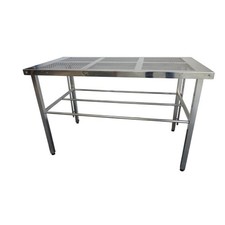 Adjustable height Perforated cleanroom table 150cm x 75xm x 90cm-94cm