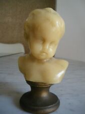  ancien buste cire sur socle en bois Angelo 