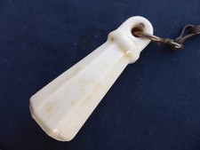 Poignée porcelaine blanche Chasse-d'eau WC chaîne chaînette Lg 82 cm ancienne