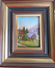 Bétourné Maître émailleur  Limoges tableau  paysager miniature  signé