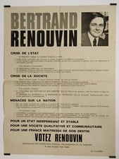 Bertrand Renouvin 1974 Affiche Originale Politique