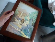 aquarelle corse par F.Corbellini,village de Zonza,1932,L23xH30cm