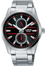 Montre Homme Lorus, Cadran Noir Fibre De Carbone, Date, Bracelet En Acier