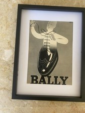 ◕ Cadre Vintage Pub Sous Verre ◕ Chaussures BALLY ◕ 40 X 30 cm ◕ Années 50 ◕