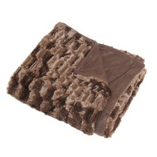 Plaid 130 x 150 cm - Fausse fourrure Vison  - Chocolat - Marron