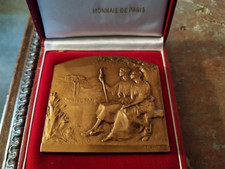 Médaille Plaquette de Mariage en Bronze Signée René Baudichon (1878-1963)