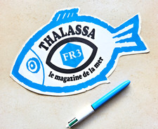 GROS autocollant THALASSA FR3 chaîne télévision radio vintage Nantes Loire ORTF
