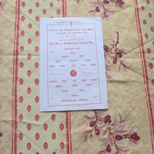 Lincoln Res v Rotherham Res Midland Lge 1957/8 - Feuille unique