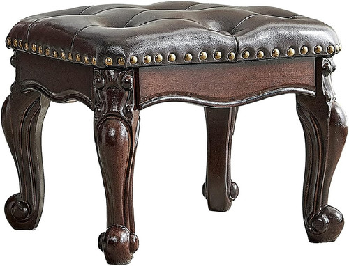 Small footstool brown leather - small,