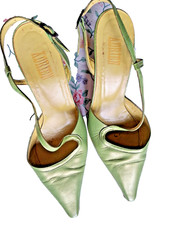 escarpins cuir vert metallisé