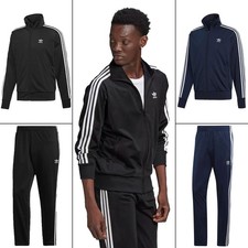 Adidas Hommes Survêtement Firebird Noir Haut et Bas Set Veste Fermeture Éclair