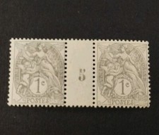 MILLESIME TIMBRE FRANCE AU TYPE BLANC IA 107 N 5 NEUF** ULTRA RARE COTE + 1250€