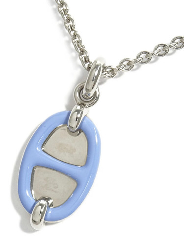 Collier bleu argenté hermes - bleu,