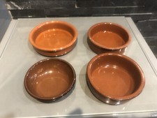 Lot de 4 ramequins cassolettes en terre cuite à mettre au four - crémes brulées