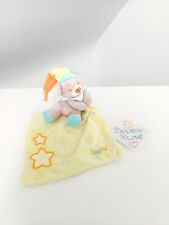 Doudou Plat/Mouchoir Pantin Ours Vert Orange Bleu Étoiles Luminescent - Babynat