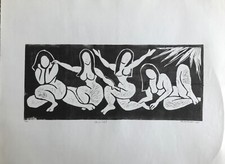 MERCEDES GUINGOT GRANDE GRAVURE BOIS ODE AU SOLEIL 1977 ARTISTE LORRAIN 