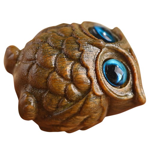 Owl figurine wooden statue - owl,