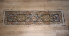 Grande Tenture Ottomane 19ème - 174x49cm - Tapisserie Broderies Fils or & argent