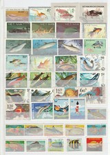 petit lot de timbres  thème  faune nature animaux poissons  oblitérés 