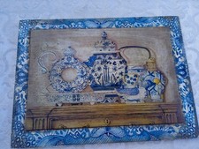Tableau image Imitation Carreau De faïence Décor Poterie Faïence Bleu