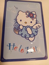 Hello Kitty plaque tole relief pour decoration maison bleue 20x29 cm