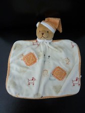 B5. DOUDOU PLAT CONFETTI OURS ECRU ORANGE BONNET CHEVAL  ETAT NEUF*