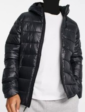 New Abercrombie & fitch mens primaloft shiny lightweight hooded puffer jacket  L