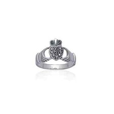 Irlandais Claddagh Marcassite Coeur 925 Bague en Argent Fin Heritage Bijoux