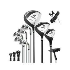 Ensemble de Clubs de Golf 9 Pièces pour Débutant avec Sac Trépied Conception Er