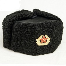 BONNET À POIL NOIR UNISEXE EN LAINE/MONTONE EN DOTATION OFFICIELLES RUSSIE