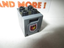 Lego - 1x Container Box Boîte Black 2x2x2 Fire Logo pattern 4345 4346pb15