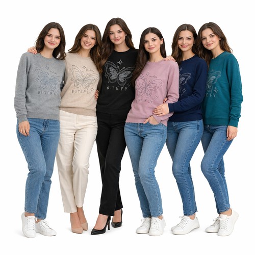 Pull femme papillon strass - pull, |