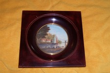 TABLEAU PEINTURE ANCIENNE MINIATURE  JI OU DI VAN DE CAPPELLE PAYSAGE FLUVIALE