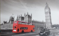 Tableau toile imprimé bus rouge Londres 50x80cm avec chassis déstockage - 62