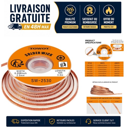 Towot tresse dessouder 3m - tresse,