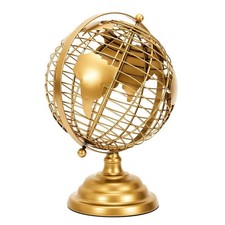 Globe Terrestre en Métal "Monde" 28cm Or