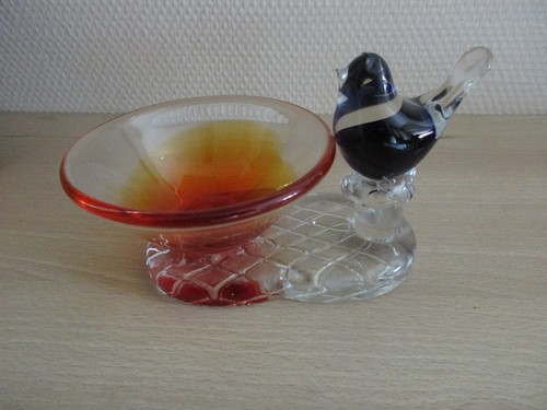 Oiseau verre bleu avec - verre,