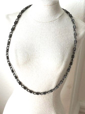 COLLIER chaîne métal Gris foncé Brillant Noir Ras du Cou 43cm état NEUF