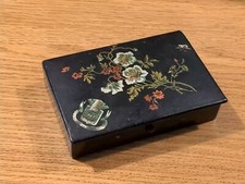 Ancienne Boite a Timbres a Dés Bois Noirci Carton Bouilli Napoléon III Paris