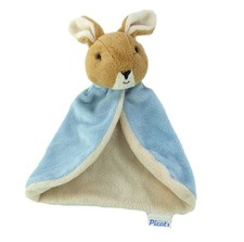 Doudou lapin beige blanc bleu