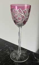 Verre Roemer En Cristal Taillé Doublé Rose De Baccarat  Lagny 19,5 Cm