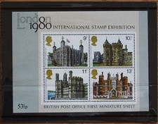 British Post Office First Miniature Stamp Sheet London 1980 M/NM NH 
