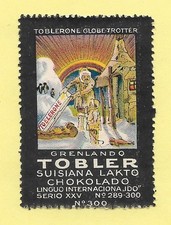 Poster Stamp TOBLER n.300 Toblerone Greenland Eskimo Penguins, Black frame, 1918