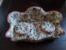FAIENCE DE SARREGUEMINES ENCRIER ANCIEN EN FORME DE CANAPE SOFA OLD INKWELL 