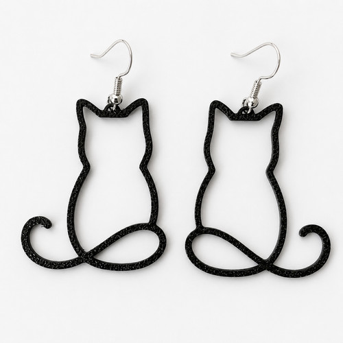 Boucles oreilles chat noir - boucles,