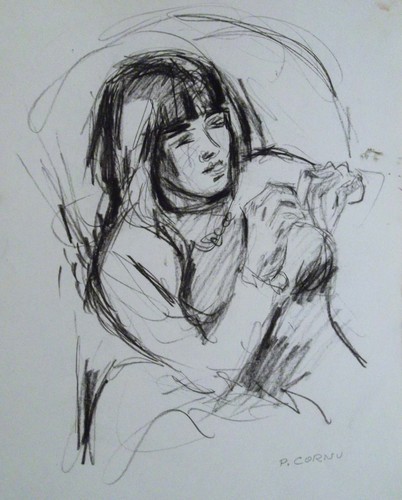 Pierre cornu dessin fusain - ,