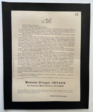 PROSPER DEVAUX Dauchez FAIRE PART Milliroux Feuillade Herfort SEZE Labro 1902