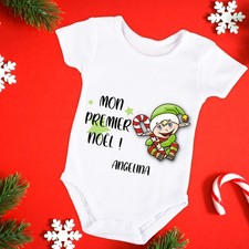 Body bébé ou tee-shirt Noël personnalisable modèle lutin