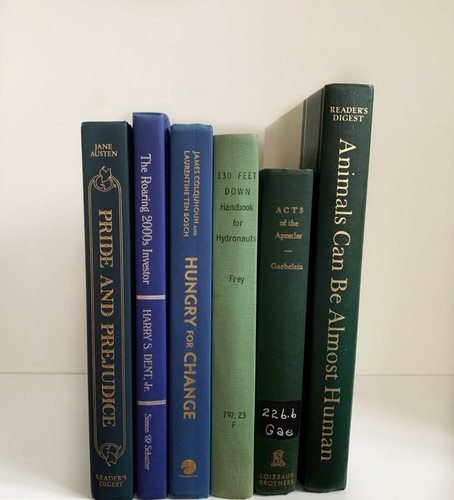 Blue green decor books - &,