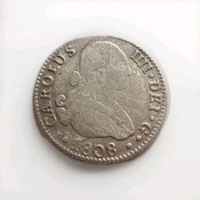 ESPAGNE 2 Reales Charles IV 1808 Séville Argent TB/TTB